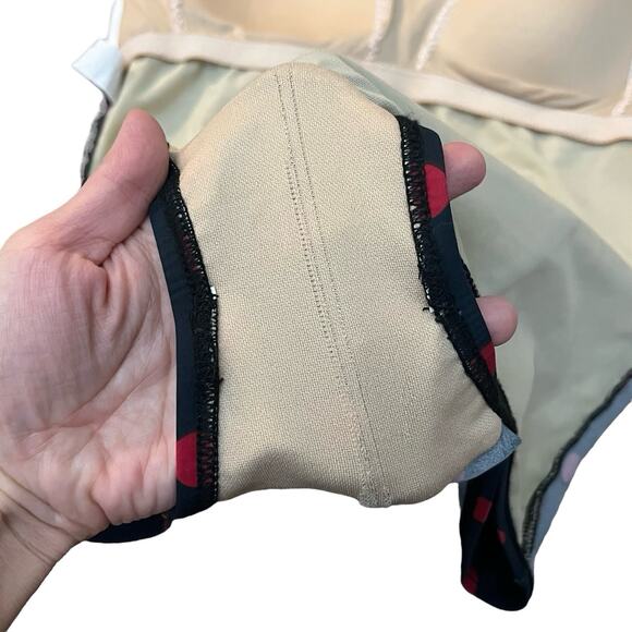 Bettie Page Polka Dot One Piece Swimsuit Size 14 Strapless Pinup Retro Bow - Picture 7 of 8